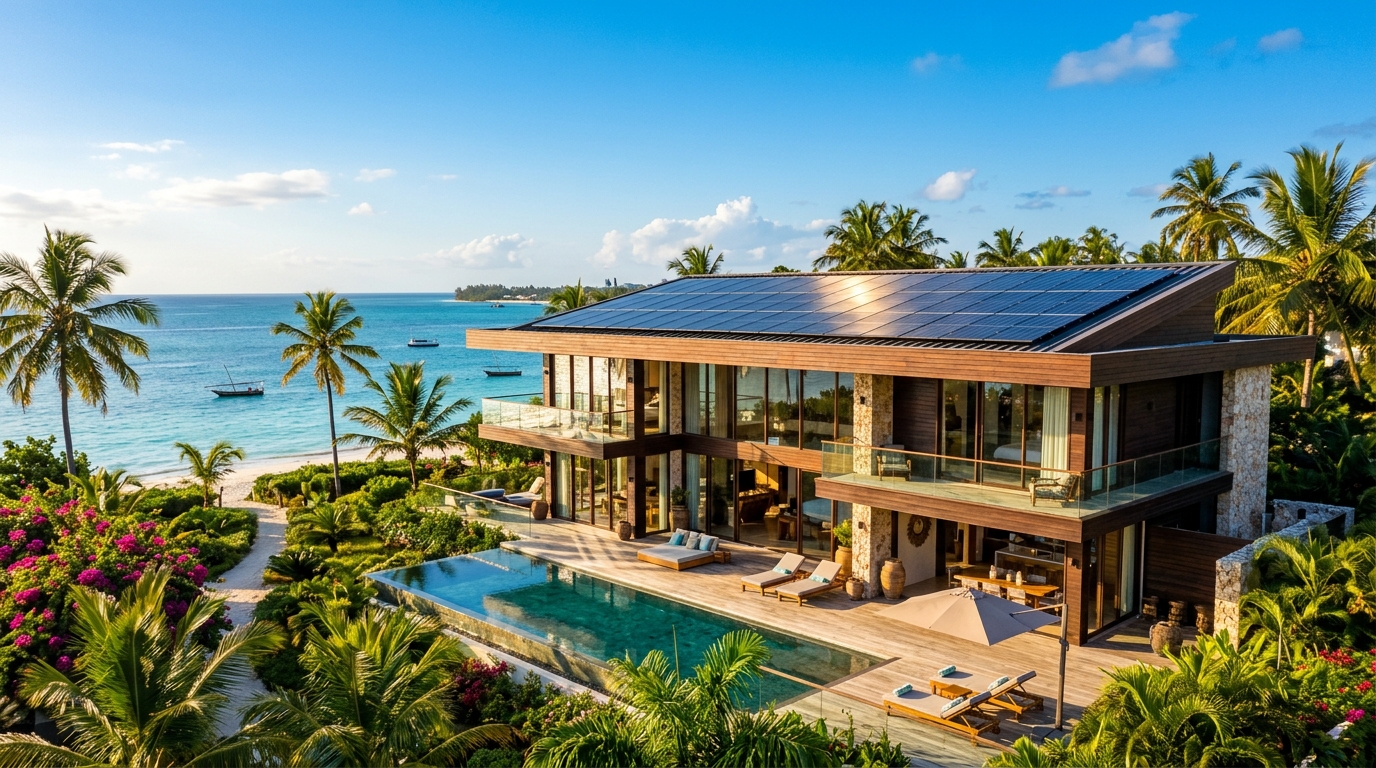 Tropical Oceanfront Solar Villa Tanzania